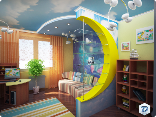 уникальный дизайн интерьера детской комнаты